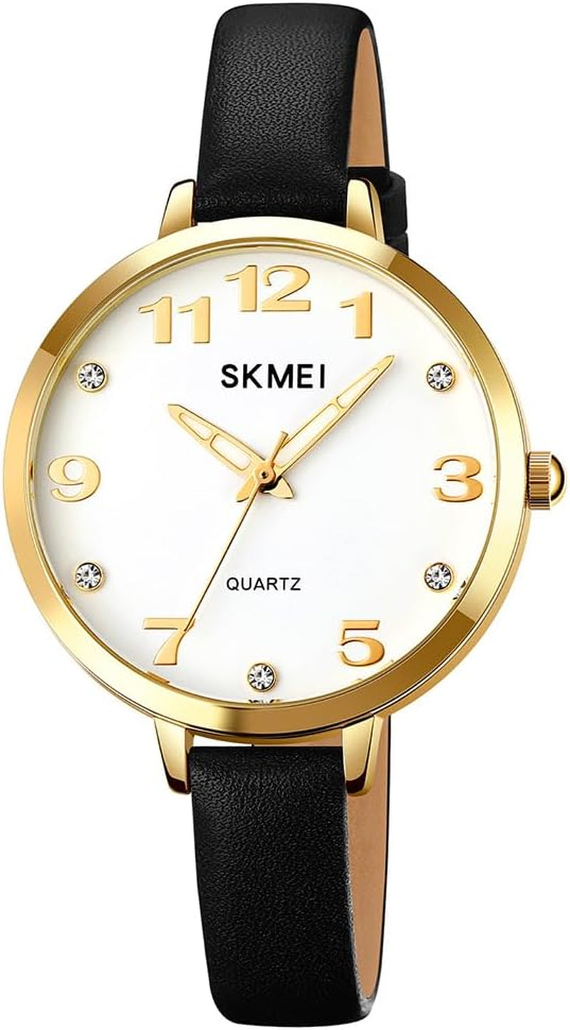 Watches for Women Ladies Leather Band Fashion Simple Light Minimalist Thin Easy Read Big Face Waterproof Casual Dress Girls Gifts Black Wrist Watch