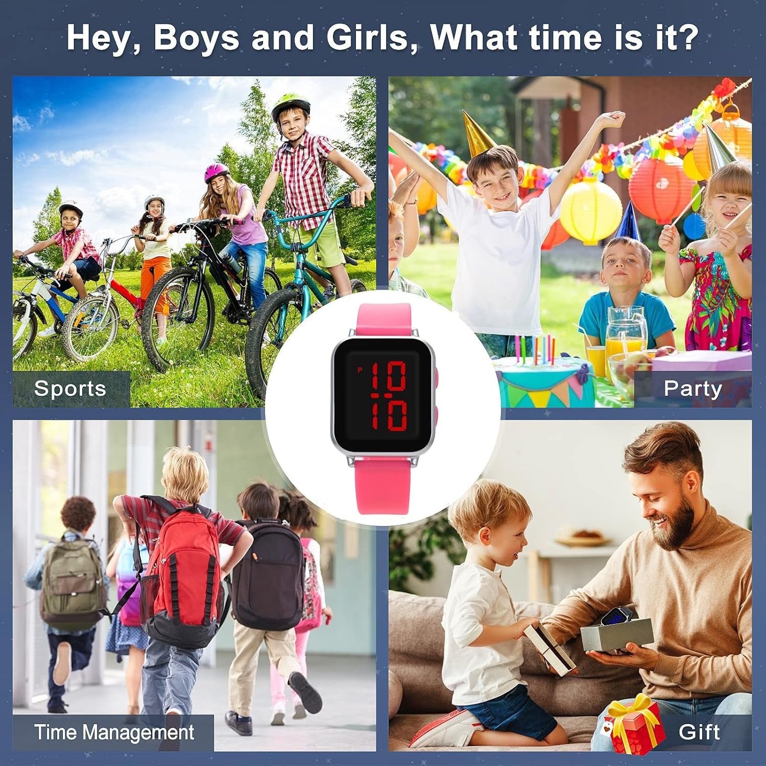 Kids Watch for Girls Boys Ages 5-7 6-12 11-15, LED Big Dial Digital Watch for Kids Casual Wrist Watches Reloj Para Niños Niñas