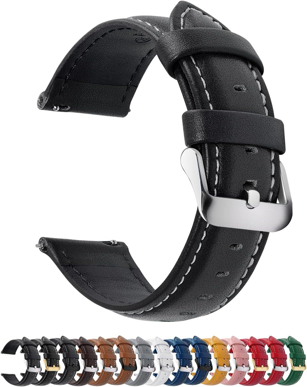 Watch Band, Quick Release Leather Watch Strap for Men Women, Replacement Bands Width 14Mm 16Mm 18Mm 19Mm 20Mm 21Mm 22Mm 24Mm