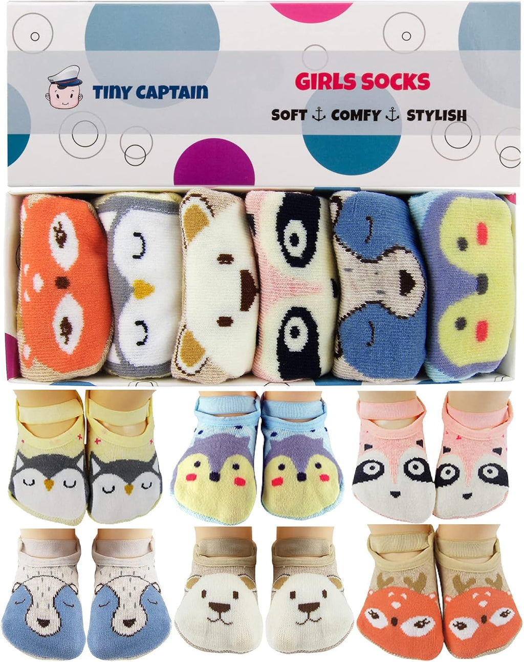 Baby Toddler Girls Grip Socks Gripper Straps Ages 1-3 Year Old anti Slip Animal Socks Age 1 Girls Gift Set